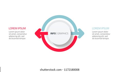 Two Steps Arrows Infographic With Cycle Process. Vector Illustration.