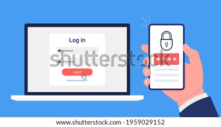 Two steps authentication concept. Verification by smartphone. Vector illustration.