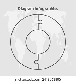Infografía del diagrama de puzzle de dos pasos. Negocio, idea, concepto de flujo. Silueta de Plantilla para 2 opciones, piezas, procesos. Gráfico de información de línea de tiempo de Jigsaw. Puede ser utilizado para el proceso, presentación