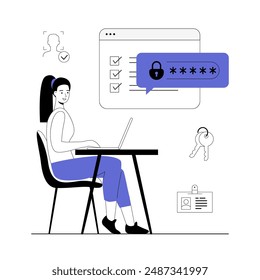 Two steps verification to protect personal data. User authorization, login authentication and information protection. Vector illustration with line people for web design.	