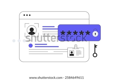 Two steps verification to protect personal data. User authorization, login authentication and information protection. Flat Cartoon Vector Illustration, icon. Stylish abstract web design