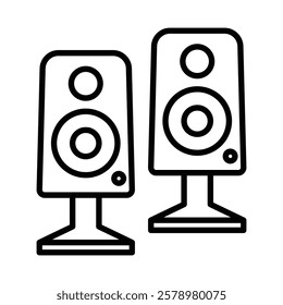 Two Stereo Speakers icon Black and white logo