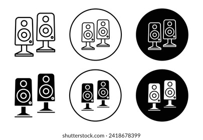 Two Stereo Speakers vector icon set collection. Two Stereo Speakers Outline flat Icon.