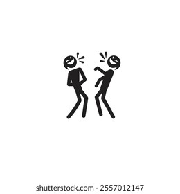 Two stick figures depicted in a minimalist style share a joyful moment. Their exaggerated laughter and expressive body language convey a sense of fun and humor, ideal for illustrating camaraderie.