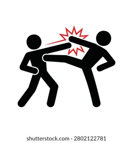 Two stick figures engaged in a physical confrontation with a red impact burst