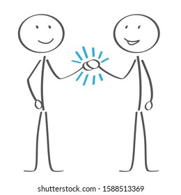 Two Stick Figures Hand Shake