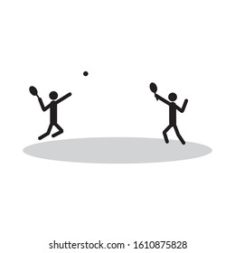 Two stick man playing rackets in the ball Sports Movement Leisure