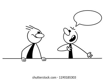 Two stick man talking.  Vector illustration.