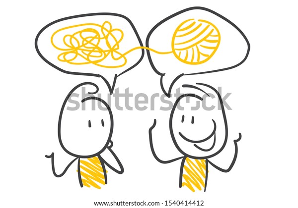 Two Stickman Doing Brainstorming Order Innovate Stock Vector (Royalty ...