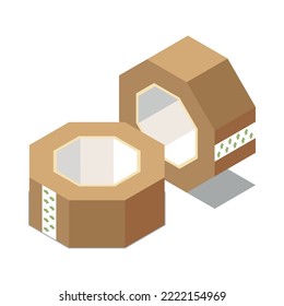 Two sticky tape rolls on white background 3d isometric vector illustration