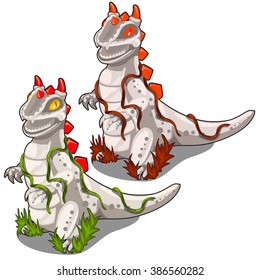 Two stone figures of dragons for decorating the garden or Park. Vector illustration.