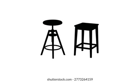two stools silhouette high quality professional detailed modern elegant stylish