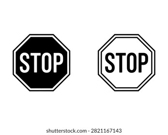 Two stop signs with black and white colors