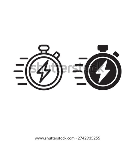 Two stopwatch icons with lightning bolts indicating speed and rapid timing