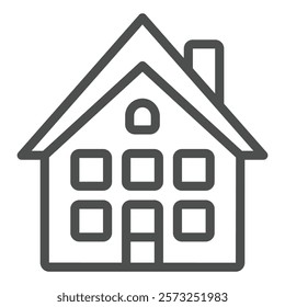 Two stores house line icon, real estate concept. Vector graphics. Cottage building sign on white background, outline style icon for mobile or web design