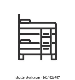 two storey bed stairs mattress comfortable soft textile vector illustration linear design