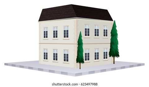 Edificio de dos plantas pintado de blanco