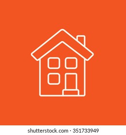 Icono de línea de vivienda independiente de dos pisos para web, móvil e infografía. Icono blanco vector aislado en fondo rojo.