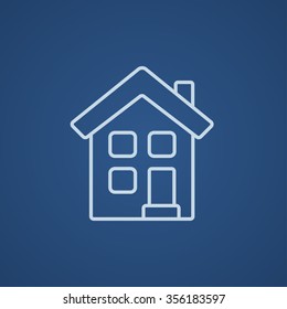 Zweistöckiges freistehendes Hausliniensymbol für Web-, Mobil- und Infografiken. Vektorhellblaue Symbol einzeln auf blauem Hintergrund.