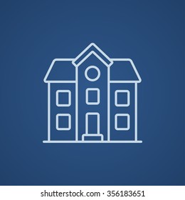 Icono de línea de vivienda independiente de dos pisos para web, móvil e infografía. Icono azul claro del vector aislado en fondo azul.