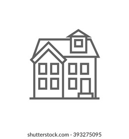 Two storey detached house line icon.