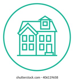Two storey detached house line icon.