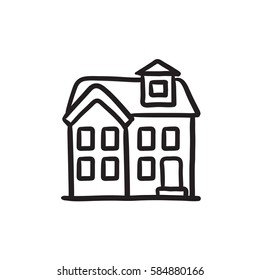 Two storey detached house vector sketch icon isolated on background. Hand drawn Two storey detached house icon. Two storey detached house sketch icon for infographic, website or app.