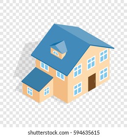 Two storey house with annexe isometric icon 3d on a transparent background vector illustration