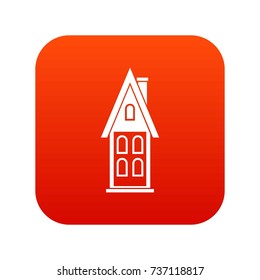 Two storey house with attic icon digital red for any design isolated on white vector illustration