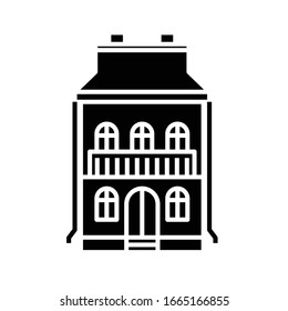 Two storey house black icon, concept illustration, vector flat symbol, glyph sign.