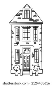 Two Storey House Black White Vector Stock Vector (Royalty Free ...