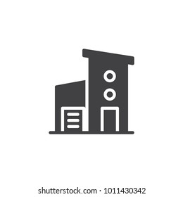 Two storey house with garage icon vector, filled flat sign, solid pictogram isolated on white. Symbol, logo illustration.