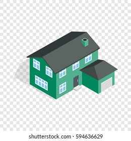 Two storey house with garage isometric icon 3d on a transparent background vector illustration