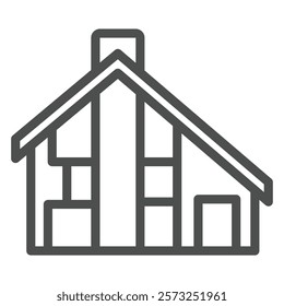 Two storey house with garage line icon, real estate concept. Vector graphics. Cottage building sign on white background, outline style icon for mobile or web design