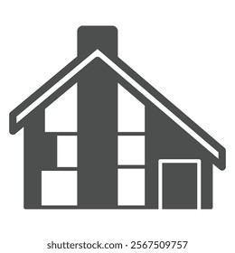 Two storey house with garage solid icon, real estate concept. Vector graphics. Cottage building sign on white background, glyph style icon for mobile or web design