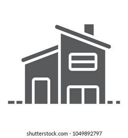 Two storey house glyph icon, real estate and home, house sign vector graphics, a solid pattern on a white background, eps 10.