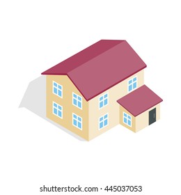 Two storey house icon in isometric 3d style isolated on white background. Construction symbol