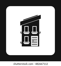 Two storey house icon in simple style isolated on white background. Structure symbol vector illustration