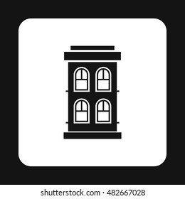 Two storey house with large windows icon in simple style isolated on white background. Structure symbol vector illustration