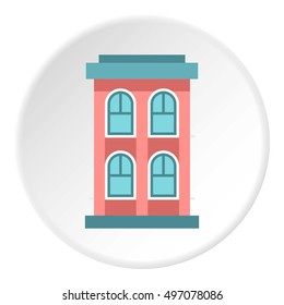 Two storey house with large windows icon. Flat illustration of two storey house with large windows vector icon for web