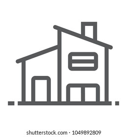 Two storey house line icon, real estate and home, house sign vector graphics, a linear pattern on a white background, eps 10.