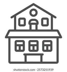 Two storey house line icon, real estate concept. Vector graphics. Cottage building with two roofs sign on white background, outline style icon for mobile or web design