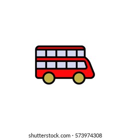 Two storey tour bus flat line icon, double-decker bus