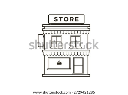 two storeys floors or levels commercial shop store building illustration outline