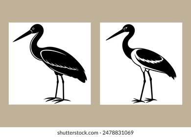 Ilustración vectorial de dos cigüeñas