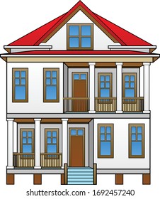 two story classic house vector design