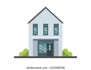 Two story house building. Simple flat illustration.