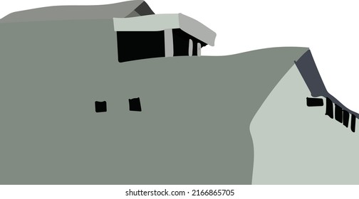 two story house illustration simple hand drawing gry color house