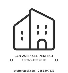 Ícone de interface do usuário da linha da casa de dois andares. Arquitetura da casa, edifício. Propriedade privada, luxo. Imóveis. Símbolo de contorno de vetor isolado. Elemento linear da interface do usuário do Webdesign, pixel perfect