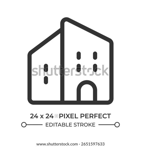 Two story house line ui icon. Home architecture, building. Private property, luxury. Real estate. Isolated vector outline symbol. Webdesign user interface element linear, pixel perfect